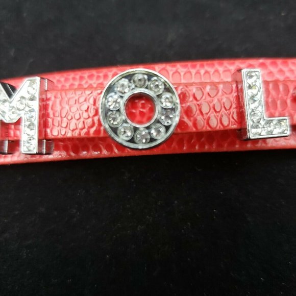 Yik Fung Red Leather Bracelet with "MOL" Crowns - Picture 4 of 7